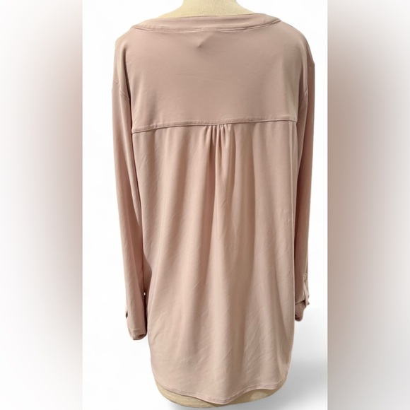 Anne Klein Light Pink Long Sleeve Blouse with Gold Button Accents Size XL - Picture 2 of 3